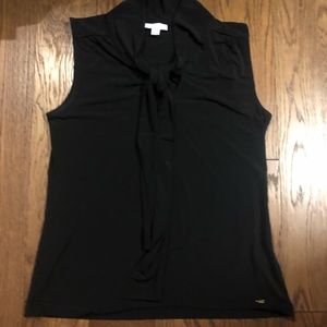 Sleeveless Tie-Neck Blouse (Black)